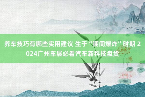 养车技巧有哪些实用建议 生于“期间爆炸”时期 2024广州车展必看汽车新科技盘货