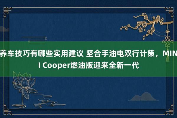 养车技巧有哪些实用建议 坚合手油电双行计策，MINI Cooper燃油版迎来全新一代