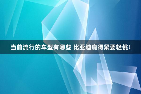 当前流行的车型有哪些 比亚迪赢得紧要轻佻！