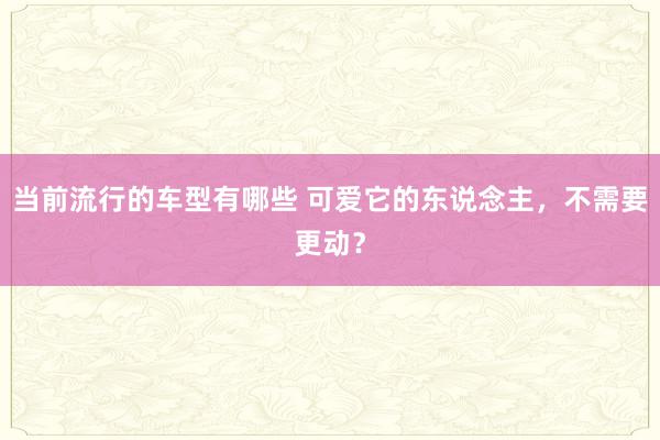 当前流行的车型有哪些 可爱它的东说念主，不需要更动？