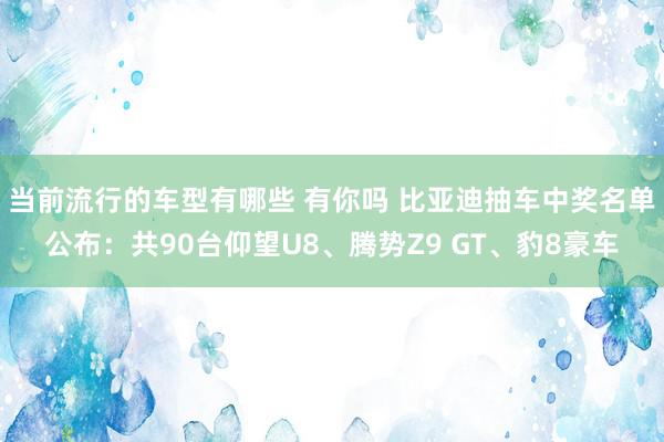 当前流行的车型有哪些 有你吗 比亚迪抽车中奖名单公布：共90台仰望U8、腾势Z9 GT、豹8豪车