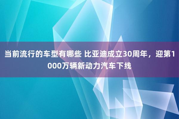 当前流行的车型有哪些 比亚迪成立30周年，迎第1000万辆新动力汽车下线