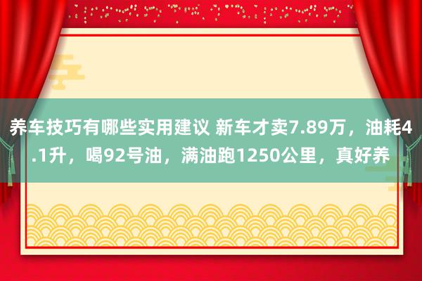 养车技巧有哪些实用建议 新车才卖7.89万，油耗4.1升，喝92号油，满油跑1250公里，真好养