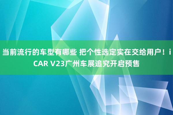 当前流行的车型有哪些 把个性选定实在交给用户！iCAR V23广州车展追究开启预售