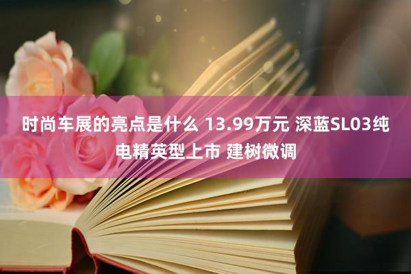 时尚车展的亮点是什么 13.99万元 深蓝SL03纯电精英型上市 建树微调