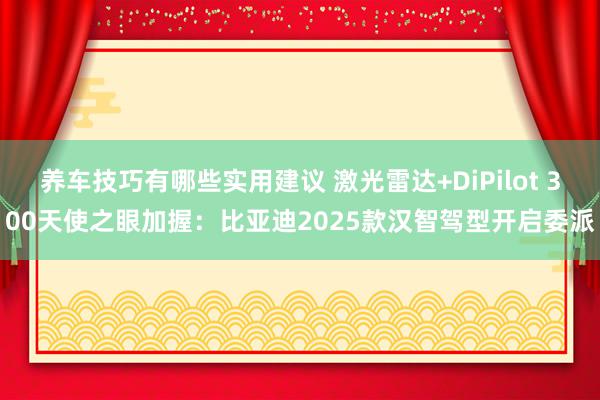 养车技巧有哪些实用建议 激光雷达+DiPilot 300天使之眼加握：比亚迪2025款汉智驾型开启委派