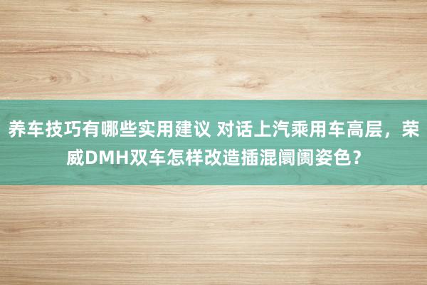 养车技巧有哪些实用建议 对话上汽乘用车高层，荣威DMH双车怎样改造插混阛阓姿色？