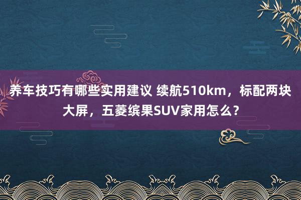 养车技巧有哪些实用建议 续航510km，标配两块大屏，五菱缤果SUV家用怎么？