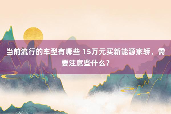 当前流行的车型有哪些 15万元买新能源家轿，需要注意些什么？