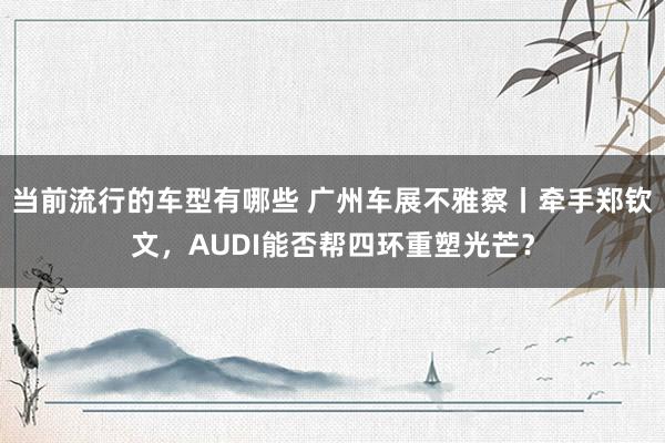 当前流行的车型有哪些 广州车展不雅察丨牵手郑钦文，AUDI能否帮四环重塑光芒？