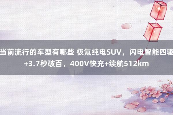 当前流行的车型有哪些 极氪纯电SUV，闪电智能四驱+3.7秒破百，400V快充+续航512km