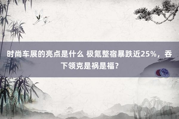 时尚车展的亮点是什么 极氪整宿暴跌近25%，吞下领克是祸是福？