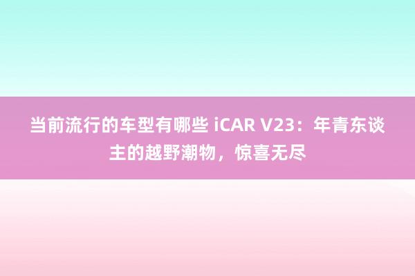 当前流行的车型有哪些 iCAR V23：年青东谈主的越野潮物，惊喜无尽