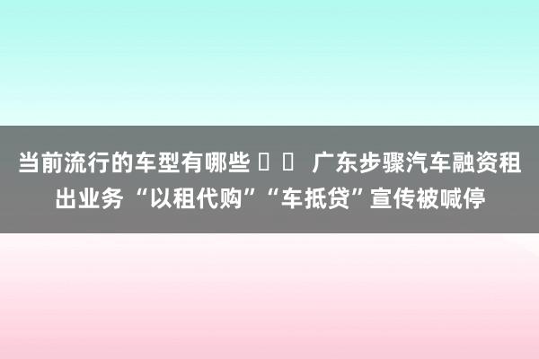 当前流行的车型有哪些 		 广东步骤汽车融资租出业务 “以租代购”“车抵贷”宣传被喊停