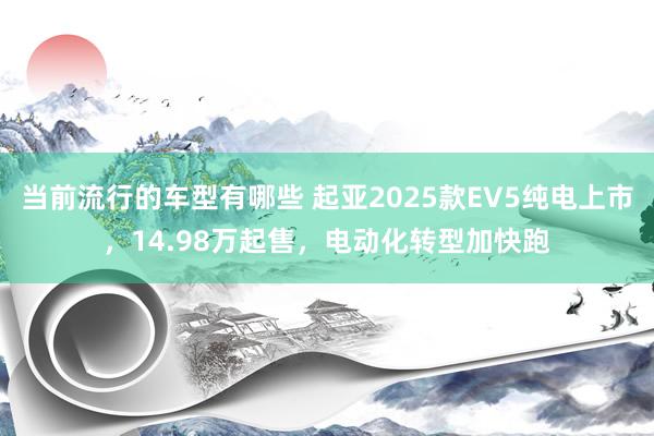 当前流行的车型有哪些 起亚2025款EV5纯电上市，14.98万起售，电动化转型加快跑