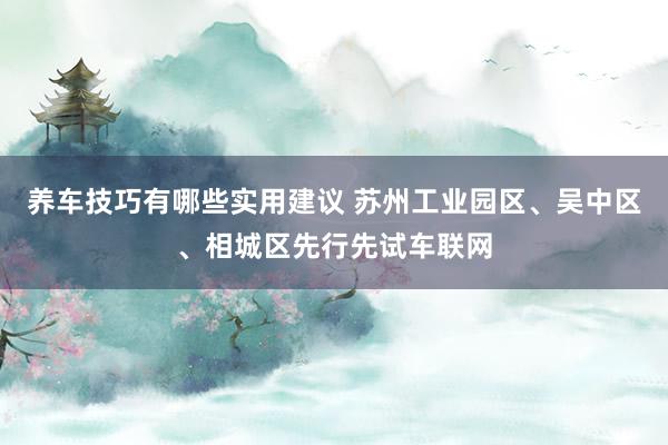 养车技巧有哪些实用建议 苏州工业园区、吴中区、相城区先行先试车联网