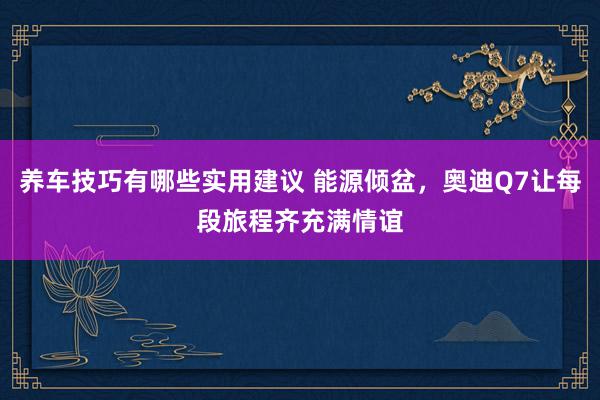 养车技巧有哪些实用建议 能源倾盆，奥迪Q7让每段旅程齐充满情谊