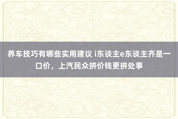 养车技巧有哪些实用建议 i东谈主e东谈主齐是一口价，上汽民众拼价钱更拼处事