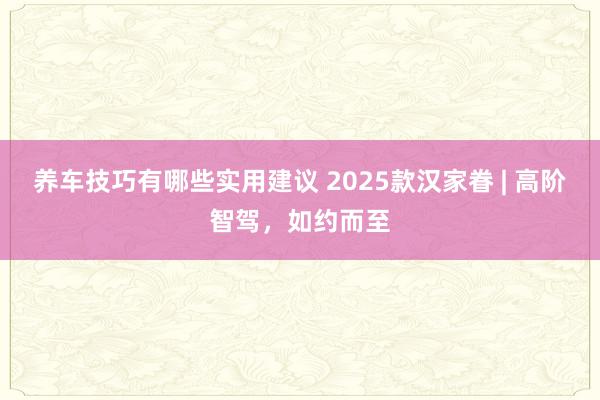 养车技巧有哪些实用建议 2025款汉家眷 | 高阶智驾，如约而至