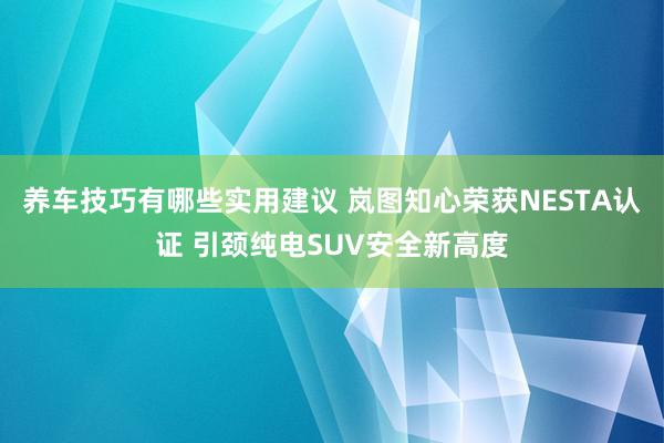 养车技巧有哪些实用建议 岚图知心荣获NESTA认证 引颈纯电SUV安全新高度