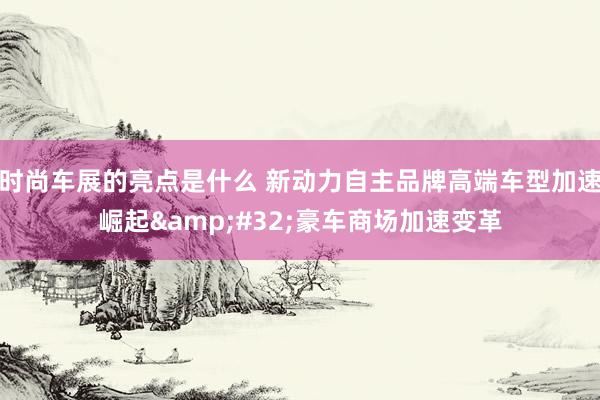 时尚车展的亮点是什么 新动力自主品牌高端车型加速崛起&#32;豪车商场加速变革