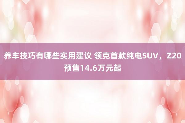 养车技巧有哪些实用建议 领克首款纯电SUV，Z20预售14.6万元起