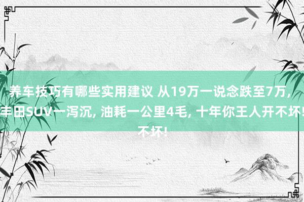 养车技巧有哪些实用建议 从19万一说念跌至7万, 丰田SUV一泻沉, 油耗一公里4毛, 十年你王人开不坏!