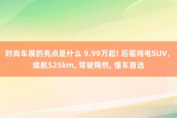 时尚车展的亮点是什么 9.99万起! 后驱纯电SUV, 续航525km, 驾驶陶然, 懂车首选