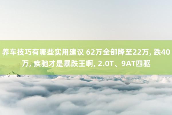 养车技巧有哪些实用建议 62万全部降至22万, 跌40万, 疾驰才是暴跌王啊, 2.0T、9AT四驱