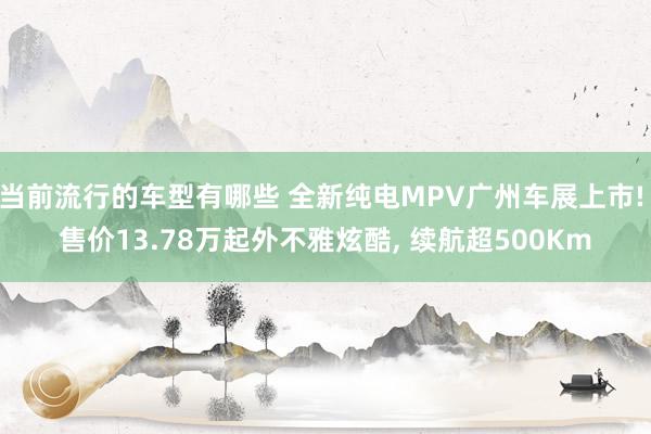 当前流行的车型有哪些 全新纯电MPV广州车展上市! 售价13.78万起外不雅炫酷, 续航超500Km