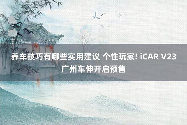 养车技巧有哪些实用建议 个性玩家! iCAR V23广州车伸开启预售