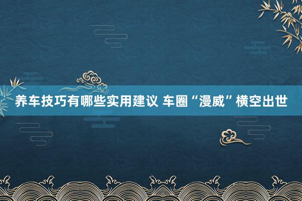 养车技巧有哪些实用建议 车圈“漫威”横空出世