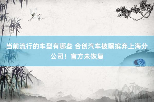 当前流行的车型有哪些 合创汽车被曝摈弃上海分公司！官方未恢复