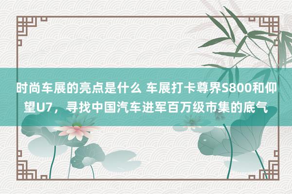 时尚车展的亮点是什么 车展打卡尊界S800和仰望U7，寻找中国汽车进军百万级市集的底气