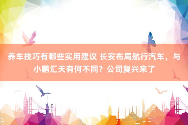 养车技巧有哪些实用建议 长安布局航行汽车，与小鹏汇天有何不同？公司复兴来了