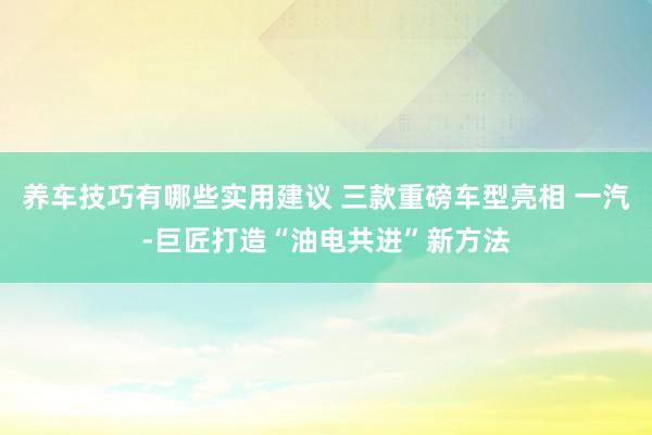 养车技巧有哪些实用建议 三款重磅车型亮相 一汽-巨匠打造“油电共进”新方法