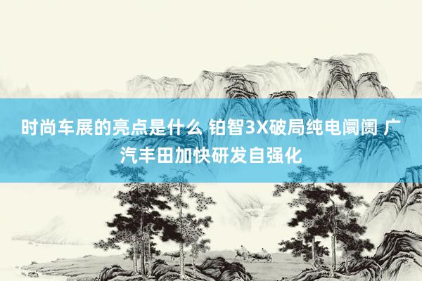 时尚车展的亮点是什么 铂智3X破局纯电阛阓 广汽丰田加快研发自强化