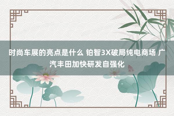 时尚车展的亮点是什么 铂智3X破局纯电商场 广汽丰田加快研发自强化