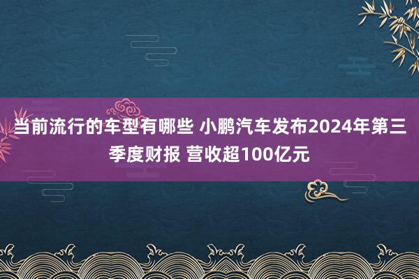 当前流行的车型有哪些 小鹏汽车发布2024年第三季度财报 营收超100亿元